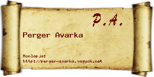 Perger Avarka névjegykártya